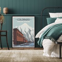 Colorado Travel Poster, Art, Print, Pikes Peak Mountain Wall Rocky Mountains, Snowmass Print von FunnyStitchesCo