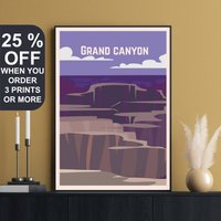 Grand Canyon National Park Poster, Kunstdruck, Reiseposter, Großes Vintage Retro Wanddekoration von FunnyStitchesCo