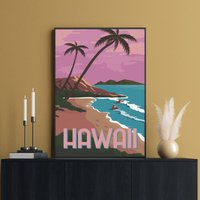 Hawaii Poster, Wanddeko, Maui Beach Print, Küstendruck, Honolulu Skyline von FunnyStitchesCo