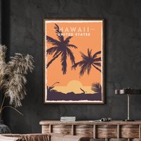 Hawaii Reise Poster, Dekor, Aloha Hawaii, Strand Luau, Palmen Kunstdruck, Surf Art, Nā Pali Küste, Print, Kauai Print von FunnyStitchesCo