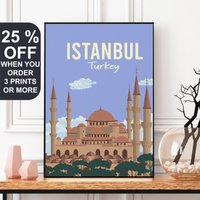 Istanbul Reiseposter, Türkei Druck, Blaue Moschee Kunstwerk, Sultan-Sultan-Moschee, Masjid-Wandkunst, Modekunst, Stadtbild-Druck, Imperiale von FunnyStitchesCo