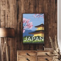 Japan Poster, Goldener Pavillon, Kyoto Druck, Wandkunst, Asien Reise Geschenk, Kinkaku-Ji Art von FunnyStitchesCo
