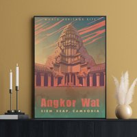 Kambodscha Print, Krong Siem Reap, Angkor Reiseposter, Wandkunst, Nordwest Kambodscha, Yasodharapura Home Decor, Südostasien von FunnyStitchesCo