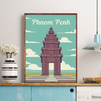 Kambodscha Print, Phnom Penh Reiseposter, Unabhängigkeitsdenkmal, Kunstdruck, Norodom Boulevard, Sihanouk Südostasien von FunnyStitchesCo