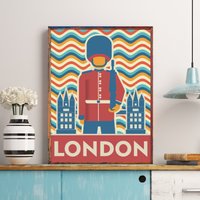 London Travel Print, Wall Art, England Vintage Poster, United Kingdom, Big Ben Skyline, Westminster Bridge, Clock Tower von FunnyStitchesCo