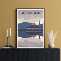 Malaysia Travel Poster, Selangor Print, Kuala Lumpur Kunst, As-Salam Moschee, Asien Reiseposter, Ost Südost Dekor von FunnyStitchesCo