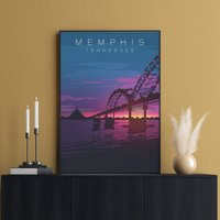 Memphis Travel Poster, Hernando Desoto Bridge, Tennessee Print, Midwest Dekor, Kunstdruck, Usa Wall Art, I-40 von FunnyStitchesCo