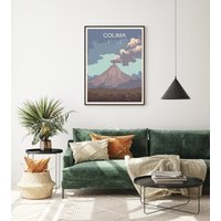 Mexiko Poster, Colima Print, Wandkunst, Eroded El Cántaro, Volcán De Fuego, Nevado Colima, Wanddekoration, Kunst von FunnyStitchesCo