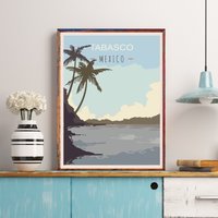 Mexiko Reise Poster, Tabasco Print, Golf Von Mexiko, Paraiso Strand, Varadero Wandkunst, Fine Art, Kunstwerk von FunnyStitchesCo