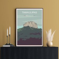 Mexiko Reiseposter, Tamaulipas Druck, Cerro Del Bernal, Bernal De Horcasitas, Wandkunst, Fine Art, Kunstwerk von FunnyStitchesCo