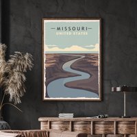 Missouri Reiseposter, Home Dekor, Mutter Des Westens, State, Print, Upper River Breaks, Travel Art von FunnyStitchesCo