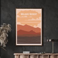 Mojave Desert Travel Poster, Valley Of Fire Nevada State Park Blue, Southwest Dekor, Ca Kunstwerk von FunnyStitchesCo