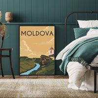 Moldawien Reiseposter, Illustration Kunstdruck, Retro Reise Poster, Natur Wandkunst, Vintage Reisekunst, Große Wandkunst von FunnyStitchesCo