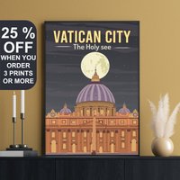 Rom Poster, Vatikan Stadt Druck, Italien Geschenke, St Peters Basilika Reise Wandkunst, Stadtbild Kunstdruck, Vintage Wandkunst von FunnyStitchesCo