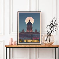 Russland Reiseposter, Sankt Petersburg Druck, Isaak Kathedrale, Kunst, Sehenswürdigkeiten, St. Petersburger Wandkunst, Imperiale Hauptstadt von FunnyStitchesCo