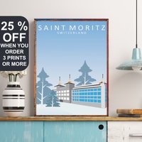 Schweiz Poster, Saint-Moritz D'agaune, Schweizer Alpen Reiseposter, Europa Reisekunst, Kanton Wallis von FunnyStitchesCo