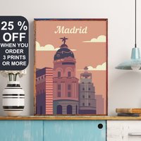 Spanien Reise Poster, Madrid Druck, Metropolis Gebäude, Wandkunst Dekor, Geschenkidee, Kunstwerk, Europa Dekor von FunnyStitchesCo