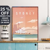 Sydney Travel Print, Australien Poster, Opernhaus, Küstensee Wandkunst, Skyline Landschaft, Mode Dekor, Hochzeitsgeschenk von FunnyStitchesCo