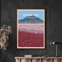 Tansania Poster, Lake Natron Print, Ol Doinyo Lengai, Rift Valley Wandkunst, Arusha Region, Kilimanjaro Druck, Serengeti Poster von FunnyStitchesCo