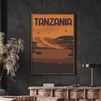Tansania Poster, Print, Reise Geschenk, Masai Wandkunst, Afrika Safari Kilimanjaro Serengeti Poster von FunnyStitchesCo