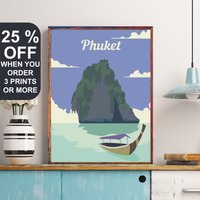 Thailand Druck, Phuket Poster, Phi Inseln, Mueang District, Südostasien, Bangkok Wanddekoration, Asien Kunstdruck, Strand von FunnyStitchesCo