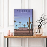 Tucson Reise Poster, Arizona Geschenk, Kunst, Druck, Wand Dekor, Südwesten Wüste, Kaktus Wandkunst von FunnyStitchesCo