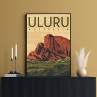Uluru Kunstdruck, Australien Reiseposter, Ayers Rock, Wandkunst Dekor, Kata Tjuta National Park, Alice Springs von FunnyStitchesCo