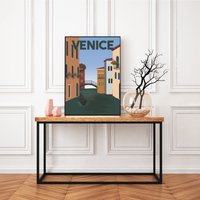 Venedig Kunstdruck, Poster Kunst, Gondel Kanal, Geschenk, Italien Retro Reise Poster, Wandkunst, Große Wandkunst von FunnyStitchesCo