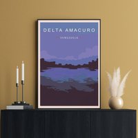 Venezuela Reiseposter, Delta Amacuro Druck, Orinoco Delta, Paria Golf, Kunst Geschenk, Südamerika, Kunstwerk, Atlantik von FunnyStitchesCo