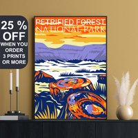 Versteinerter Wald Nationalpark Poster, Druck, Reise Holz Kunstdruck, Arizona Poster von FunnyStitchesCo