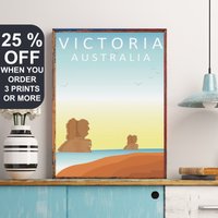 Victoria Travel Poster, Great Ocean Road, Australien Kunstdruck, Art, The Twele Apostel National Park, Phillip Island, Geschenk von FunnyStitchesCo