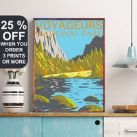 Voyageurs National Park Poster, Reisegeschenke, Nationalpark Dekor, Minnesota Geschenke, Reisekunst, Vintage Reiseposter von FunnyStitchesCo