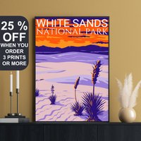 White Sands National Park Poster, New Mexico Druck, Yucca Elata, Reiseposter, Tularosa Becken, Wüste Wandkunst, Sand Dünen von FunnyStitchesCo