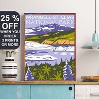 Wrangell-st. Elias National Park Poster, Nizina Lake, Reisegeschenke, Alaska Print, Usa Kunstdruck, Reiseposter, Dekor, Nps von FunnyStitchesCo