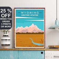 Wyoming Travel Poster, Grand Teton National Park, Druck, Wandkunst, Reise Wyoming, Mountain Print, Print von FunnyStitchesCo