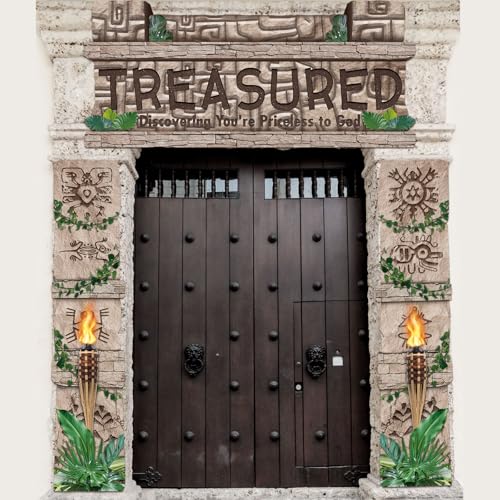 Funnymoom Tempeltür-Dekorationen, Tempeltürabdeckung, Party, hängende Banner, geschätztes Veranda-Schild, VBS Dekorationen, Safari-Dschungel, Foto-Requisiten für Indianermonat, Hochzeitsbedarf von Funnymoom