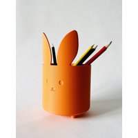 3D Gedruckt Orange Cute Bunny Pot, Entzückender Kaninchen Stift Bleistifthalter Für Schreibtisch Büro Wohnkultur, Geschenk Dekoration Kinder von FunnypotLT