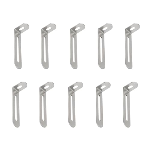 10 Stück Winkelverbinder,7.3x2.3x1.5 Cm Wand-Befestigung mit Kipp-Sicherung L-Förmige Möbel Verstellbare Befestigungswinkel Schwerlastwinkel Mit 2 Langloch zur Befestigung von Möbel & Schränke von Funnytek