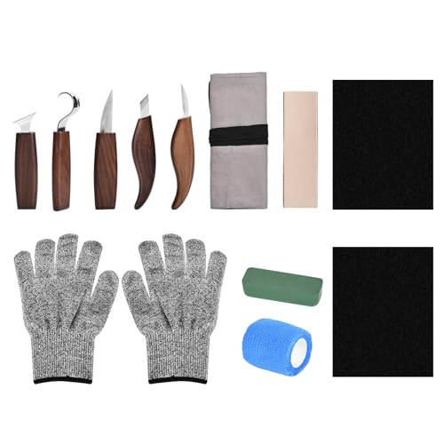 12 in 1 Whittling Kit, Holzschnitzwerkzeuge-Set, Holzbearbeitungsset, Chrom-Vanadium-Stahl Schnitzmesser Holz Whittling Kit für Anfänger mit Aufbewahrungstasche, Geschenke für Bastelliebhaber von Funnytek