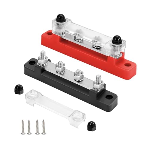 2 Stück Sammelschiene 12V-48V DC Sammelschienen Verteilerblock Busbar 130A Stromverteilungsblock mit 2 x M6 Anschlussschrauben für Auto RV Boot Rot Schwarz 2 Stück Sammelschiene 12V-48V DC Sammelschienen Verteilerblock Busbar 130A Stromverteilungsblock mit 2 x M6 Anschlussschrauben für Auto RV Boot Rot Schwarz von Funnytek