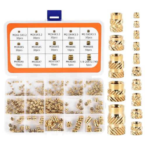 300 Stk Gewindeeinsatz, M2 M2.5 M3 M4 M5 M6 Einpressmutter Messing Gewindebuchsen Innengewinde Rändelmuttern mit Kunststoff-Box für Kunststoffteiledurch Wärme oder Ultraschall in 3D-Drucker Teile 300 Stk Gewindeeinsatz, M2 M2.5 M3 M4 M5 M6 Einpressmutter Messing Gewindebuchsen Innengewinde Rändelmuttern mit Kunststoff-Box für Kunststoffteiledurch Wärme oder Ultraschall in 3D-Drucker Teile von Funnytek