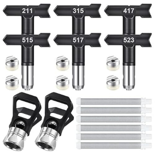 Airless Düse mit Spitzendichtung, Reversible Sprühspitzen, Düsenspitzen für Airless-Farbspritzgeräte für Airless Farbsprühsysteme(Modell: 211/315/417/515/517/523) von Funnytek
