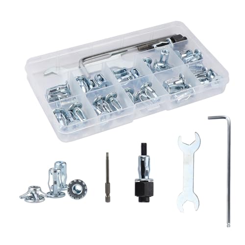 M4 Jack Nuts with Installation Tool, Zinc-Plated Jack Nut Expansion Screw Nutserts Threaded Insert Petal Nuts Hollow Wall Anchors for Plastic Polywood Pressboard Hardboard M4 Jack Nuts with Installation Tool, Zinc-Plated Jack Nut Expansion Screw Nutserts Threaded Insert Petal Nuts Hollow Wall Anchors for Plastic Polywood Pressboard Hardboard von Funnytek