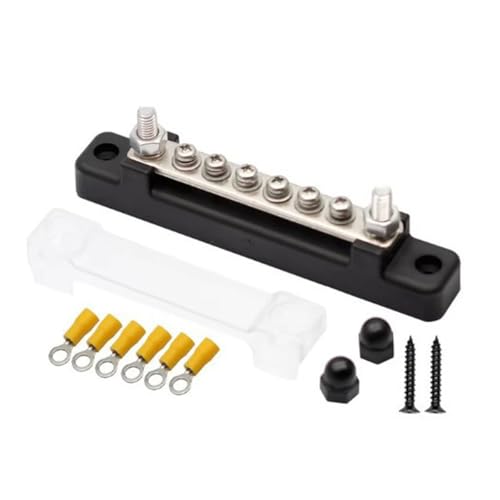 Sammelschiene 12V-48V DC 150A Busbar Sammelschienen Verteilerblock 12v Stromverteilungsblock mit Cover 6x M4 Klemmenbolzen 12v Verteiler für Auto RVLKW, Bus, Boot RV Schwarz Sammelschiene 12V-48V DC 150A Busbar Sammelschienen Verteilerblock 12v Stromverteilungsblock mit Cover 6x M4 Klemmenbolzen 12v Verteiler für Auto RVLKW, Bus, Boot RV Schwarz von Funnytek