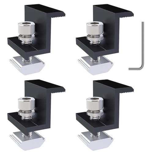 Solarmodul Halterung Endklemme Kit, 4 Pcs Solarpanel Z Halterung Randklemme Mit Sechskantschlüssel, 30mm Solarpanel Halterung Sind Verstellbar Befestigung für Modulhöhe - Schwarz von Funnytek