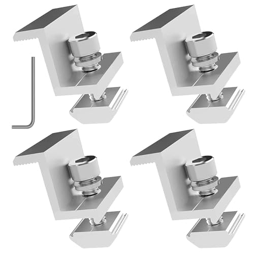 Solarmodul Halterung Endklemme Kit, 4 Pcs Solarpanel Z Halterung Randklemme Mit Sechskantschlüssel, 40mm Solarpanel Halterung Sind Verstellbar Befestigung für Modulhöhe - Silber von Funnytek