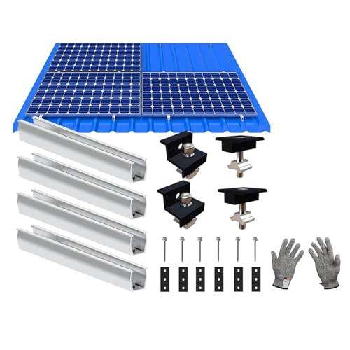 Solarmodul Halterung Flachdach,Flachdachhalterung für Solarmodule mit 20cm Montageschiene und Verstellbare Klemme für 30-35mm Module Solarpanel PV Modul Halterung für Flachdach und Trapezdach，SetA von Funnytek