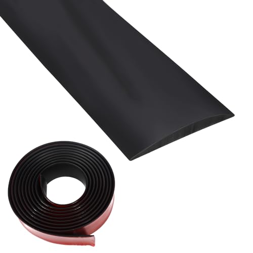 Übergangsprofil Selbstklebend Vinyl Übergangsschiene, Bodenleiste Fußböden Abdeckleisten Holzmaserung Abdeckleisten für Fußböden (Schwarz, 4cm×3m) von Funnytek