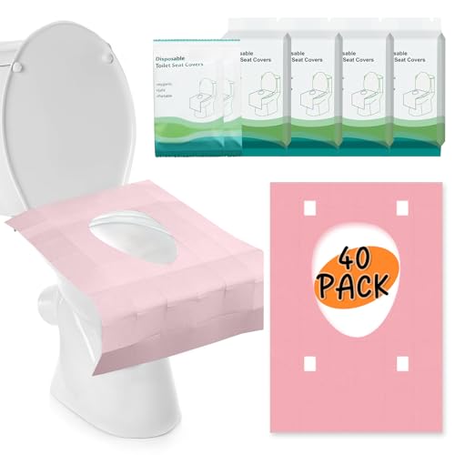 40 Stück Einweg Toilettenauflagen, Wasserdichte Toilettenbezüge Toilette Auflage WC-Sitz Matte Einweg Toilettenpapier Pad für Öffentliche WCs, Reisen und Unterwegs von Funrelaxer