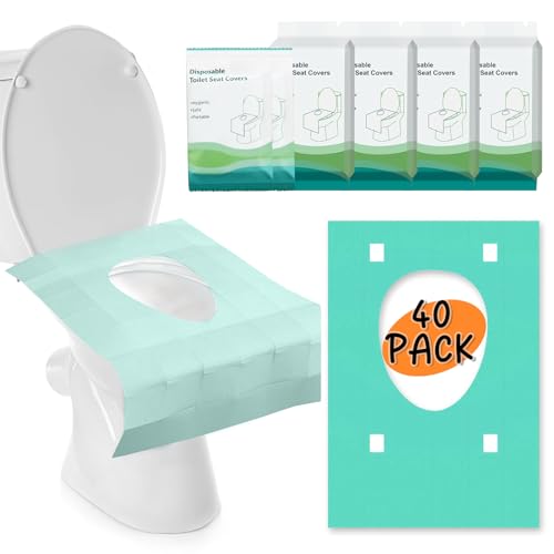 Einweg Toilettenauflagen, 40 Stück Die Hygienische Lösung für Unterwegs, Toilettenbezüge Toilette Auflage WC-Sitz Matte Einweg Toilettenpapier Pad für Reisen, öffentliche Toiletten von Funrelaxer